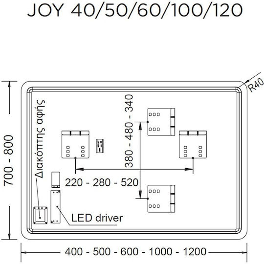 Luminor 308-JOY4070 Ορθογώνιος 40x70cm