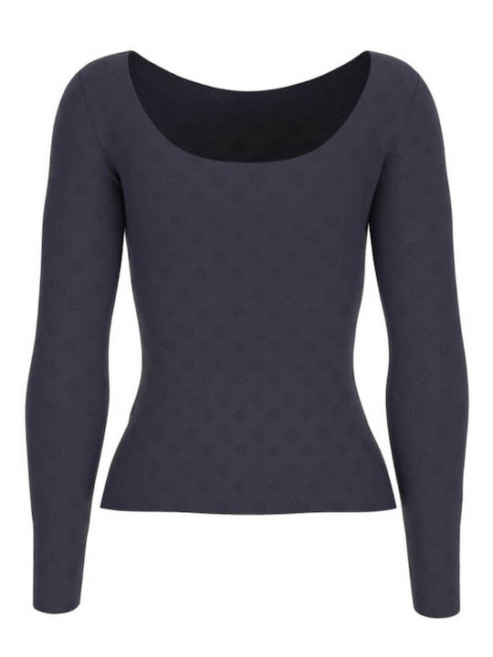 Guess Bluza Damă Mânecă Lungă Albastră Guess Bluza Damă Mânecă Lungă Albastră