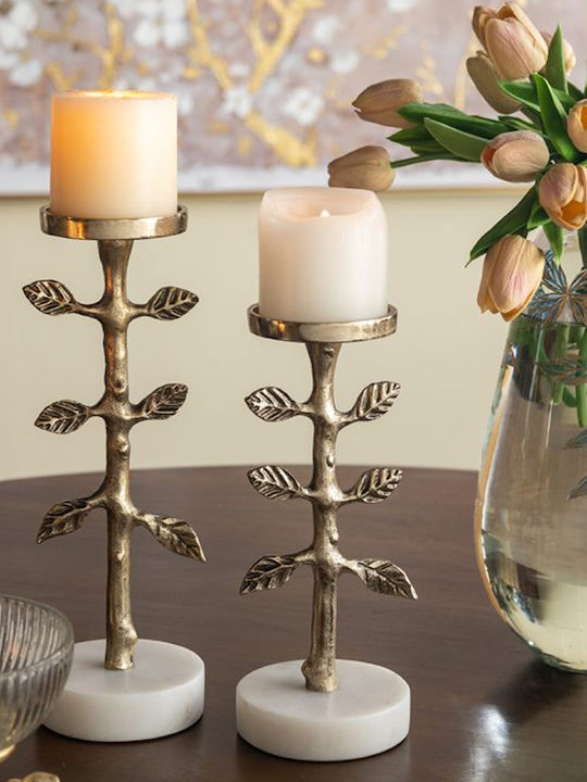Artekko Metal Candle Holder in Gold Color 10x26.7x10cm