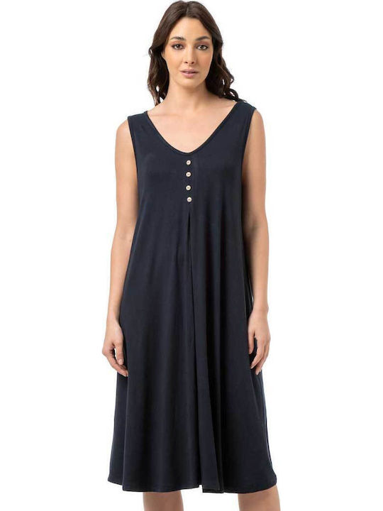 Summer Midi Shirt Dress Blue