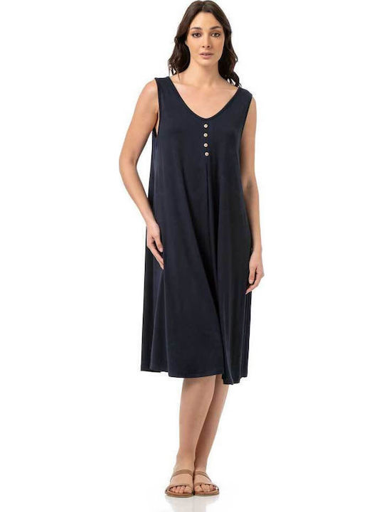 Summer Midi Shirt Dress Blue