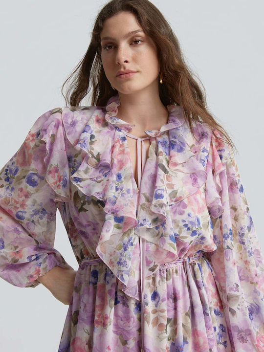 Rochie Maxi Pentru Nuntă / Botez Floral 8501.7221-lila