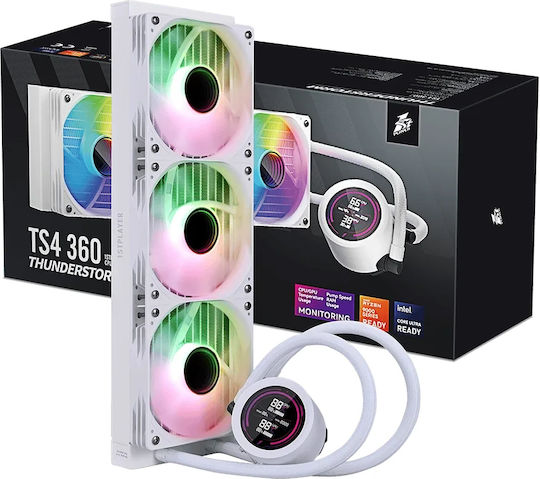 1STPLAYER Thunderstorm TS4 360 AIO Водно Охлаждане За CPU С 3 Вентилатора 120mm И ARGB Осветление Бял