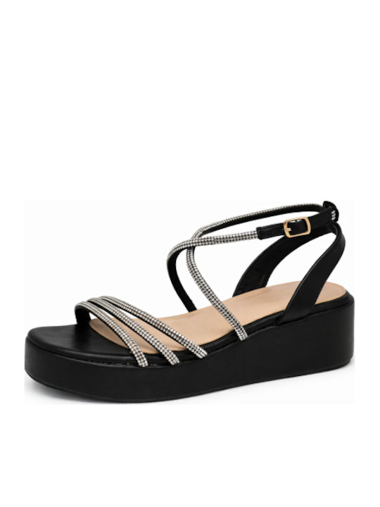 Flache Damen Sandalen Flatforms Schwarz