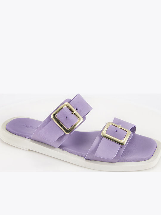 Leather Women's Flat Sandals Yellow