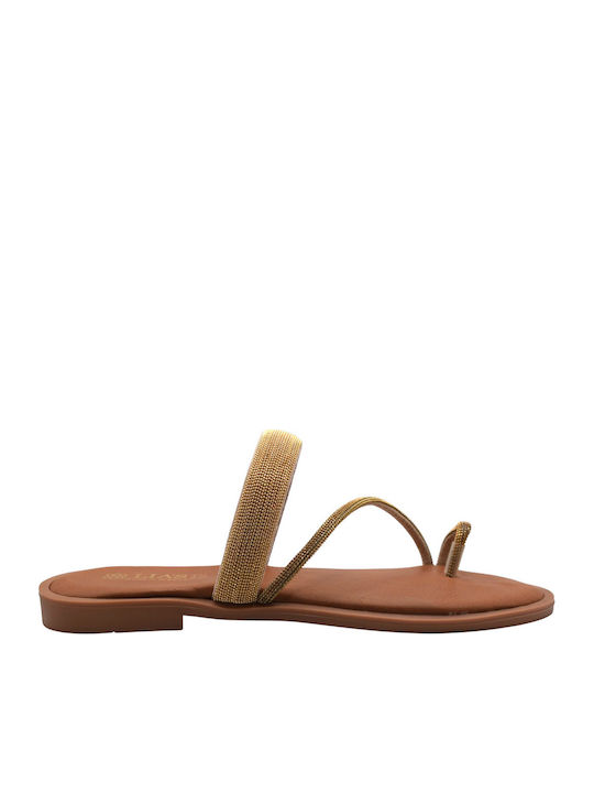 Leder Damen Anatomisch Goldene Flache Sandalen
