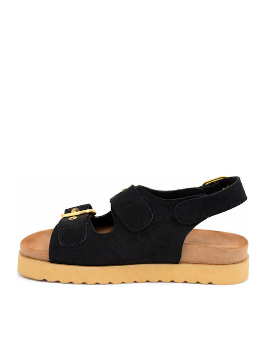 Flache Damen Sandalen Flatforms Schwarz