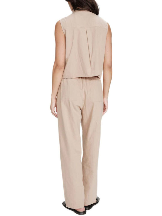 Grace & Mila Sleeveless Women's Shirt Beige