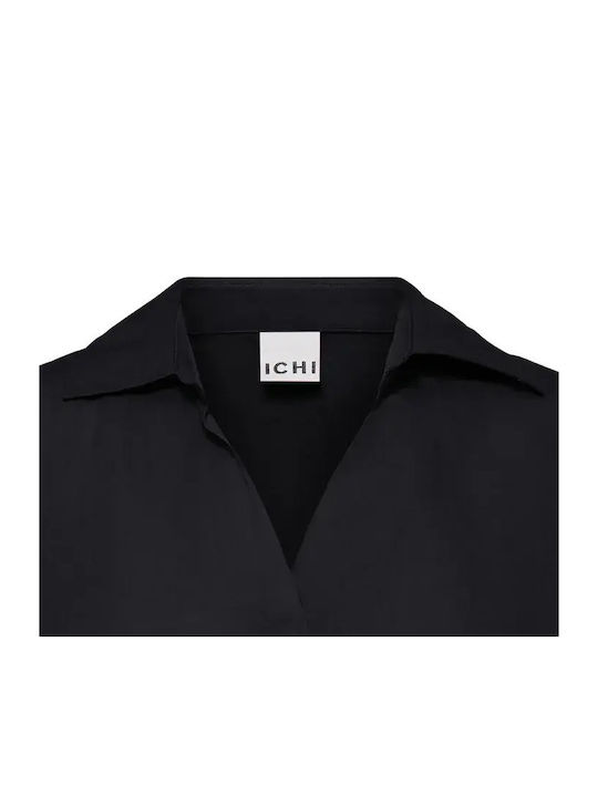 Short Sleeve Women's Cotton Shirt Black
