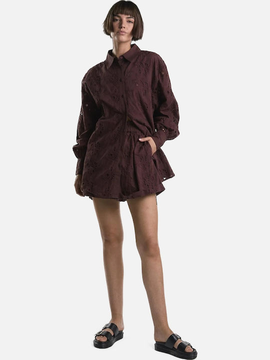 Long Sleeve Women's Shirt Bordeaux