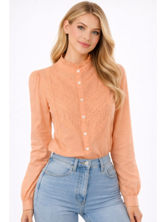 Long Sleeve Women's Shirt Orange SL-3952T-26SH-ORANGE