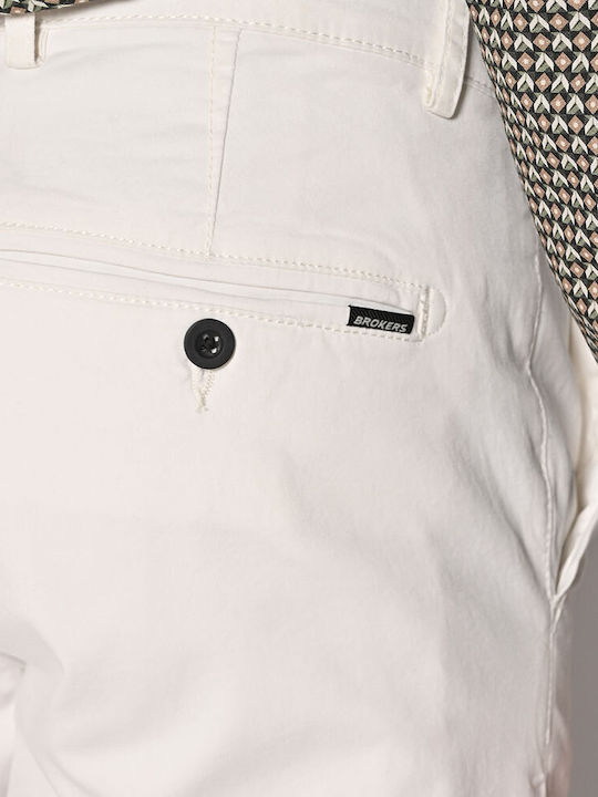 Pantaloni Chino Elastic Slim Alb
