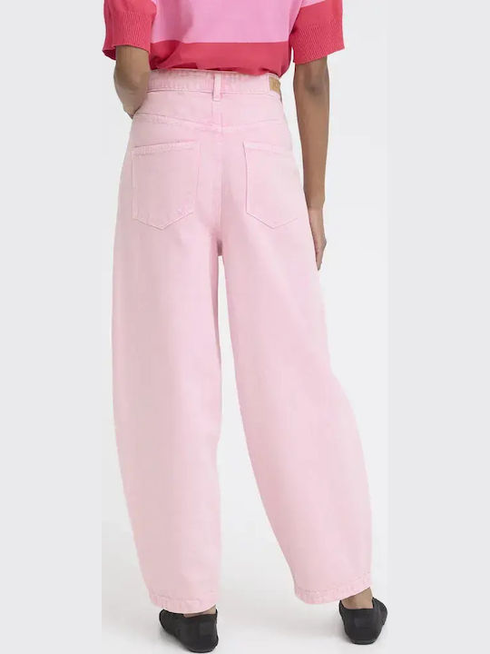 Women's Fabric Trousers in Loose Fit Cameo Pink