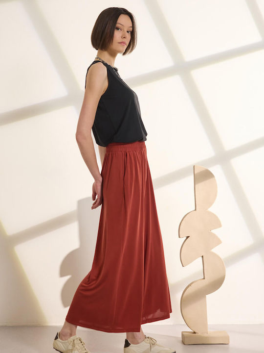 Women's Pantaloons with Rubber Band Brick Red
