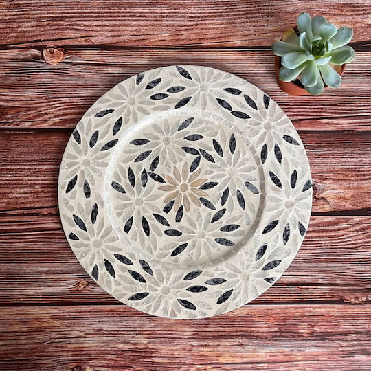 Polihome Wooden Shallow Serving Plate with 35cm Diameter