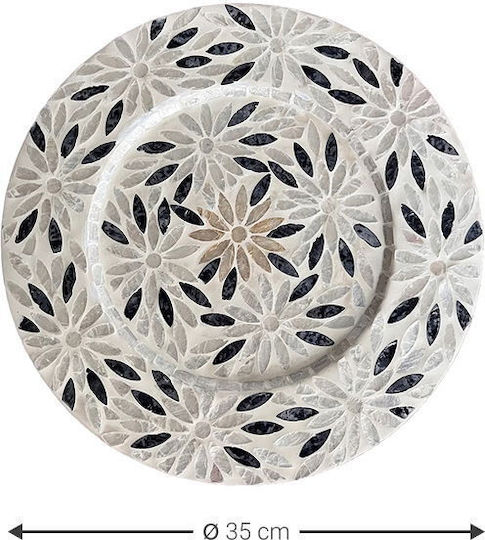 Polihome Wooden Shallow Serving Plate with 35cm Diameter