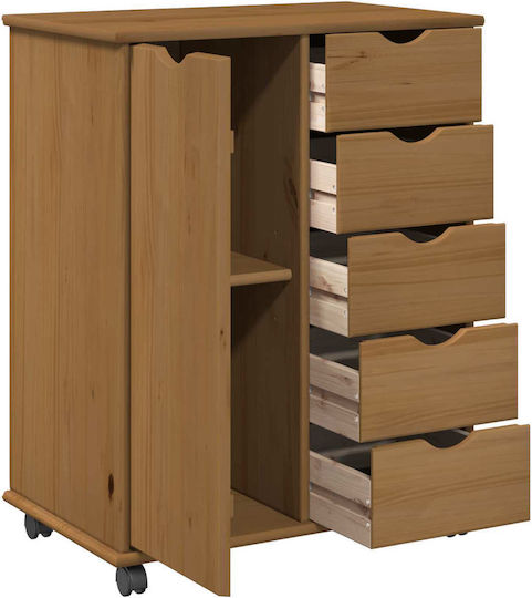 Bedroom Chest of Drawers Made of Solid Wood with 5 Drawers 63.5x39x79cm