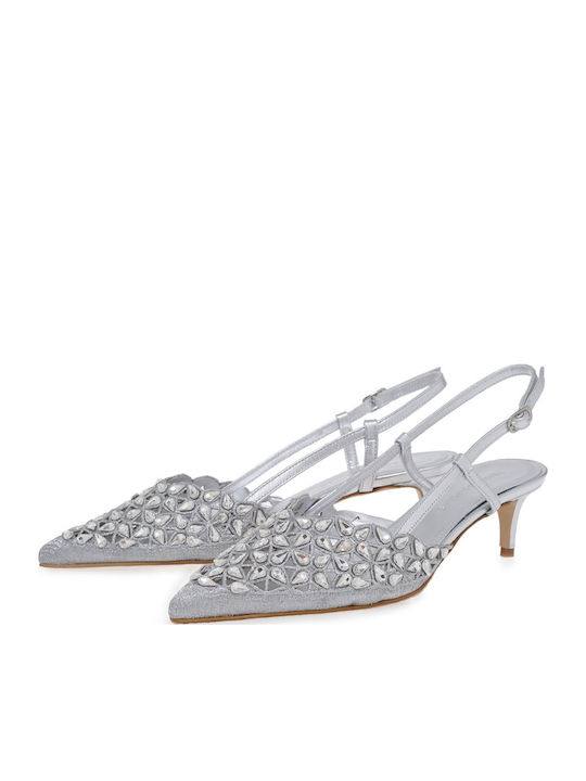 Leather Heels With Medium Silver Heel