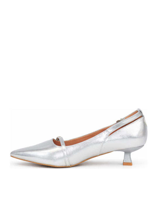 Heels with Thin Low Heel Silver