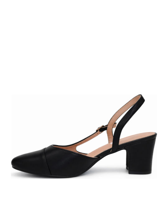 Heels with Strap & Chunky Mid Heel Black SL-E5521-26HH-MAVRO