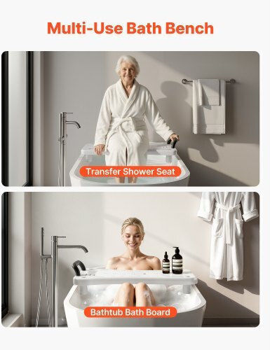 Vevor Bathroom Seat with Backrest 72x34.5x16cm KJSYGZYTSLBK6PX82001V0