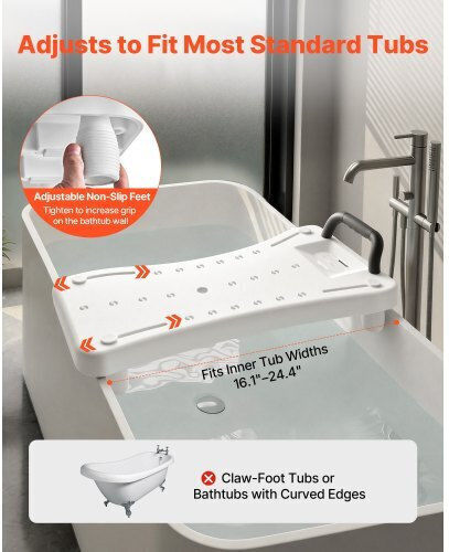Vevor Bathroom Seat with Backrest 72x34.5x16cm KJSYGZYTSLBK6PX82001V0