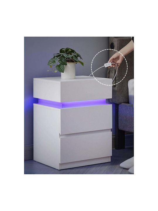 White Wooden Bedside Tables 2 Pieces 35x40cm