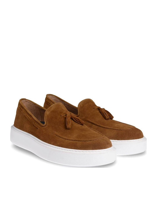 Suede Men's Moccasins in Tabac Brown Colour