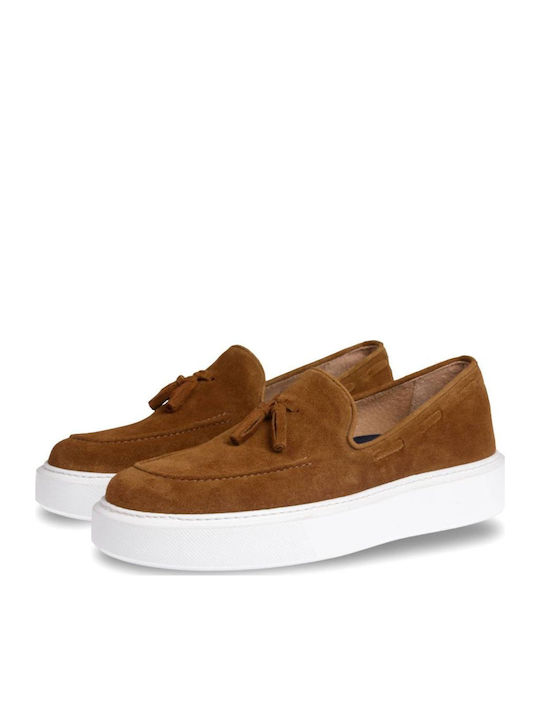 Suede Men's Moccasins in Tabac Brown Colour