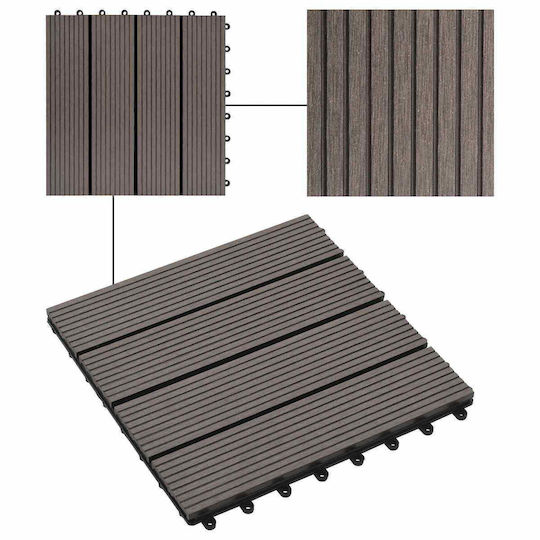 vidaXL Material Pentru Pardoseală De Grădină Din WPC 30x30cm 11 Bucăți