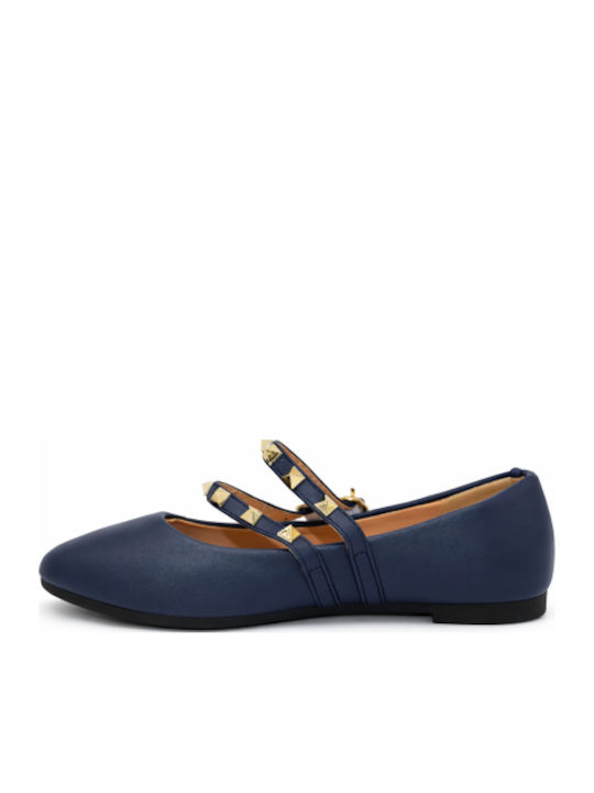 Women's Ballerina Shoes With Strap Blue