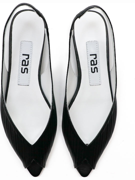 Leather Women's Pointed Toe Ballerina Shoes In Black Colour