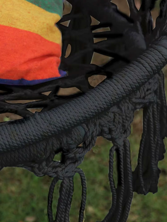 Leagăn Pentru Grădină Și Verandă Cu Suport Și Pernă Material Textil Negru Rezistent Până La 150kg L80xA80xÎ93cm