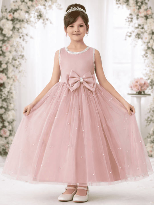 Mädchenkleid Ärmellos Tüll Rosa Sapo Mēlo