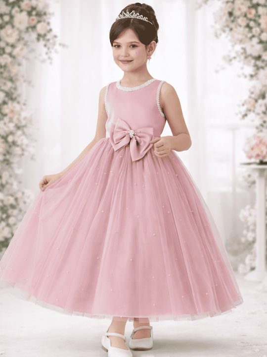 Mädchenkleid Ärmellos Tüll Rosa Sapo Mēlo