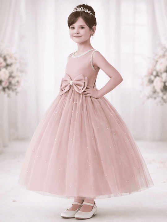 Mädchenkleid Ärmellos Tüll Rosa Sapo Mēlo