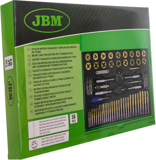 JBM 50792 Gewindebohrer & Schneideisen Set 8x1.25mm 56Stück