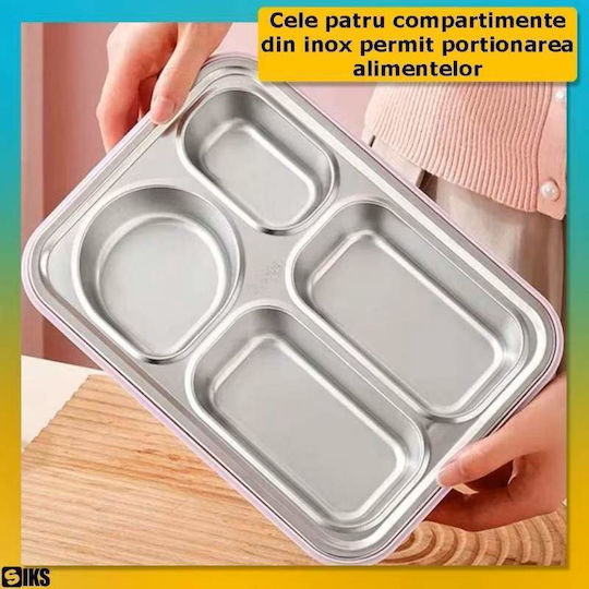 Cutie De Prânz Pentru Copii Izotermică Din Inoxidabil Albastră 0.9 Litri 23 x 16 x 6 cm