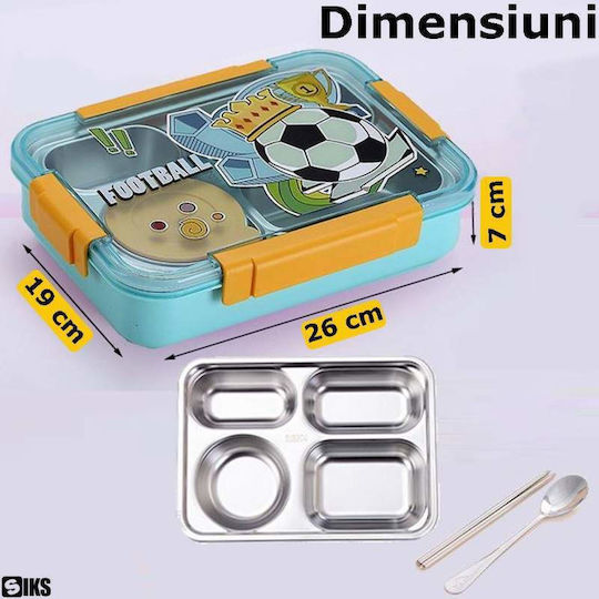 Cutie De Prânz Pentru Copii Din Inoxidabil Tematică Fotbal 0.9 Litri Izotermică Verde 26 x 19 x 7 cm
