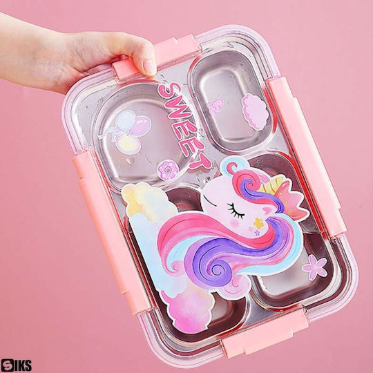 Cutie De Prânz Pentru Copii Inoxidabilă Tematică Unicorni 0,9 Litri Izotermică Violet 26 x 19 x 7 cm
