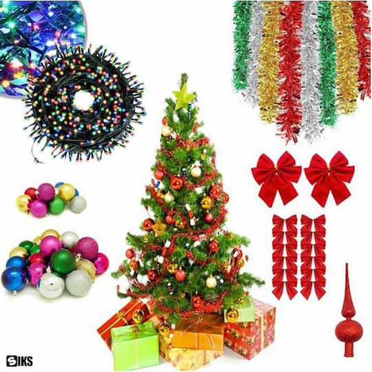Christmas Tree Siks 1.8 M Set 45 Decoration Accessories Included 100 Led Lights Installation