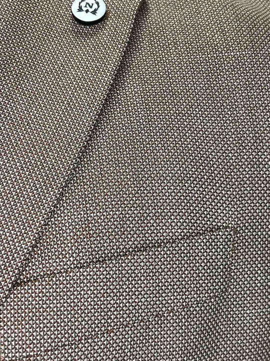 Men’s Suit Jacket With Slim Fit Brown