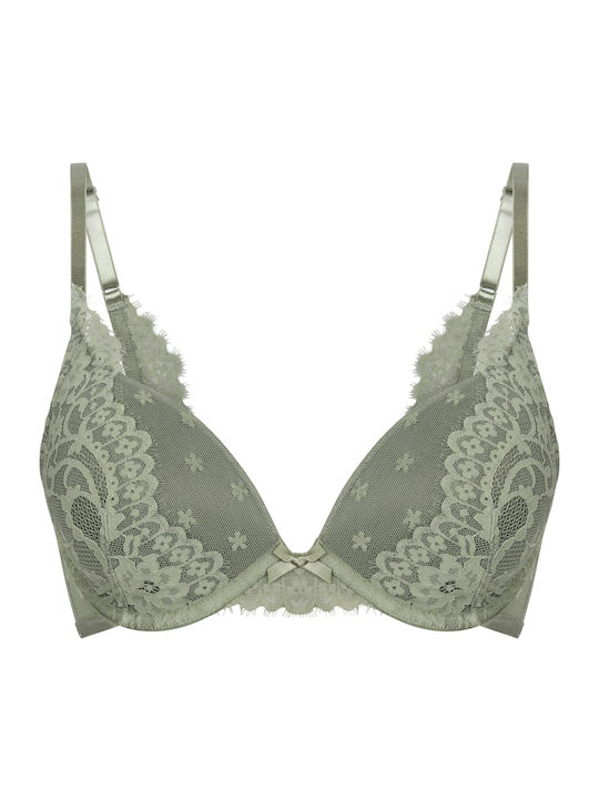 Green Push Up Bra with Underwire