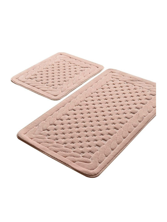 Lenjerii Deosebite Rutschfestes Set Badematten Baumwolle Rosa Powder 2Stücke