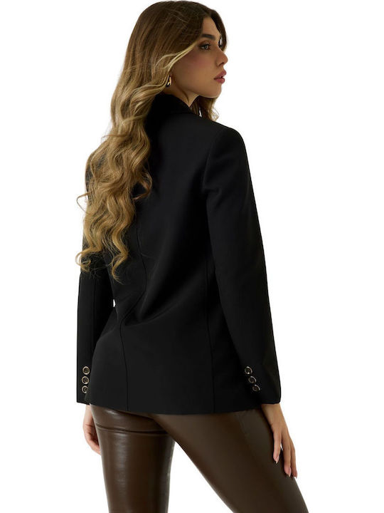 Guess Langes Damen Doppelreihiges Schwarz Blazer