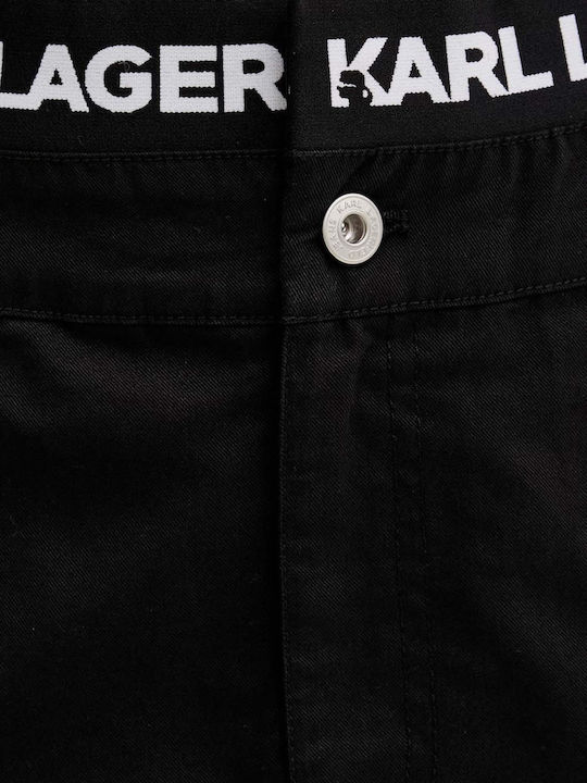 Denim Pleated High Waist Black Skirt