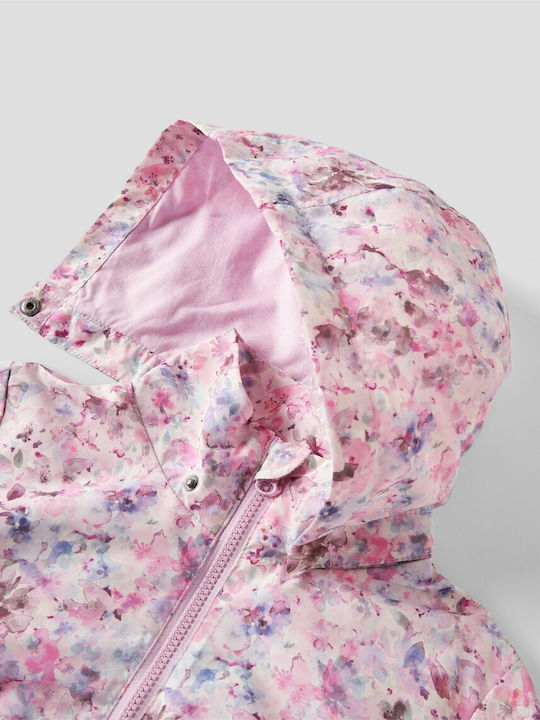 Geacă Impermeabilă Pentru Copii Casual Cu Glugă Lila Floral