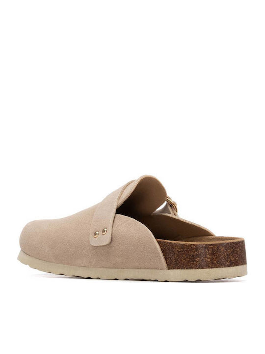 Damen Pantoletten mit Absatz in Beige Farbe