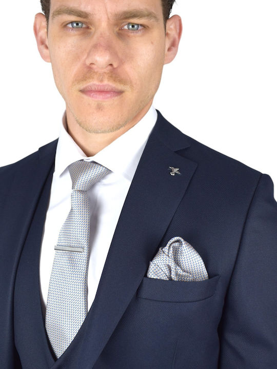 Herrenanzug mit Weste Blau 1-2917-blau-48-s