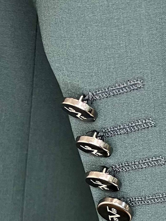 Men's Suit with Vest with Slim Fit Green